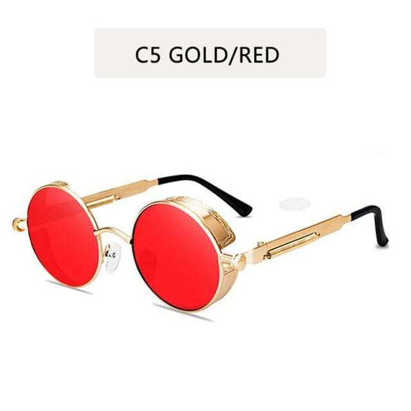 Planet Gates C5 Classic Gothic Steampunk Style Round  Sunglasses  Men Women Brand Designer Retro Round Metal Frame Colorful Lens Sun Glasses