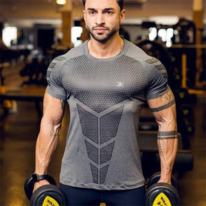Men Compression Skinny T-shirt Gyms Fitness Bodybuilding T Shirt Male Summer Workout Tee Tops Crossfit Brand Clothing