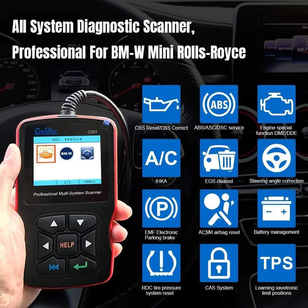 Planet Gates C501 OBD 2 Car Diagnostic for BMW e46 e39 e90 e60 Diagnostic Scanner Code Reader AC EPS Oil Service Reset EPB ABS Airbag