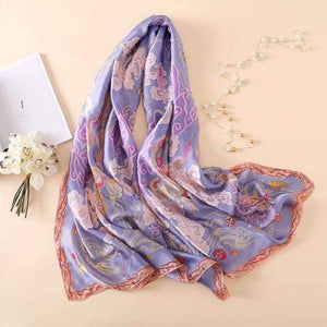 Planet Gates c53 Summer women scarves soft long print silk scarves lady shawl and wrap designer pashmina bandana beach stoles hijab