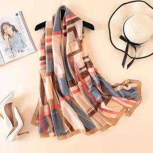 Planet Gates c55 Summer women scarves soft long print silk scarves lady shawl and wrap designer pashmina bandana beach stoles hijab