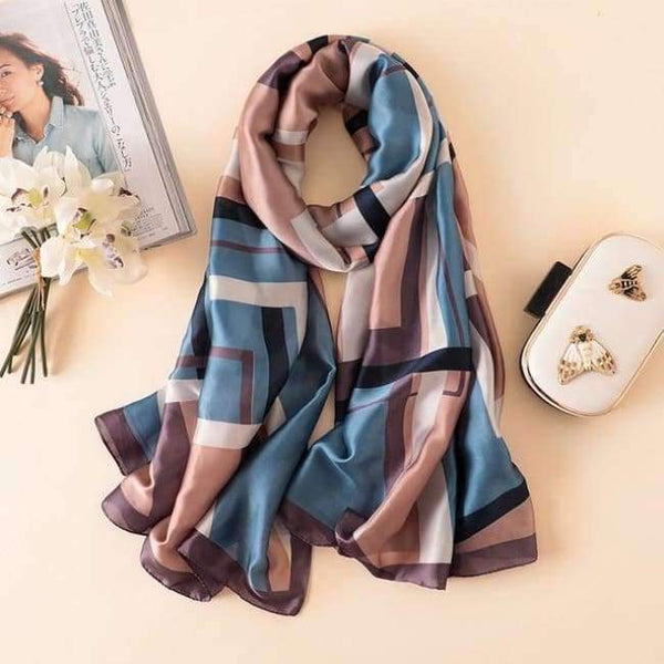 Planet Gates c56 Summer women scarves soft long print silk scarves lady shawl and wrap designer pashmina bandana beach stoles hijab