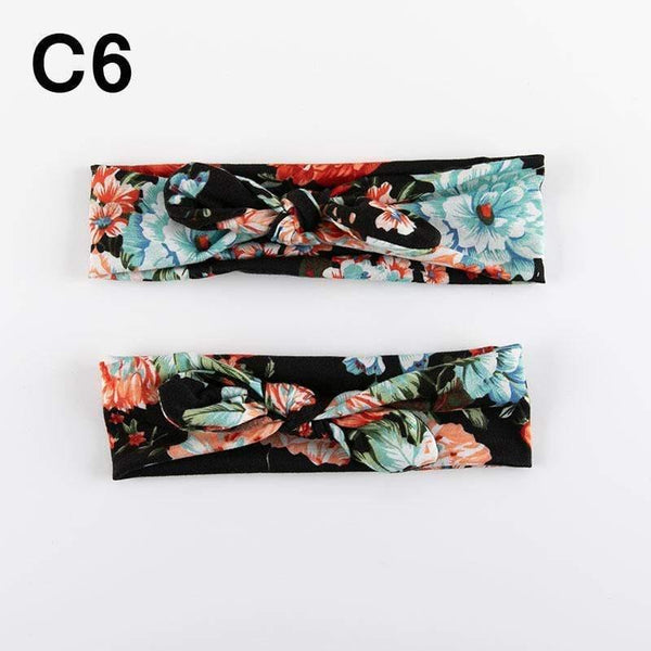 2PCS Mama & Baby Headwear Bowknot Elastic HeadBands For Women Children Tuban Baby HairBands Hair Accessories
