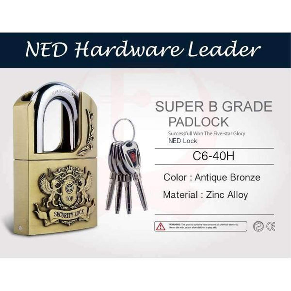 Planet Gates C6 40H NAIERDI C6H Super B Grade Padlocks High Tech Safe Anti-Theft Lock Rustproof Antique Bronze Top Security lock For Home Hardware