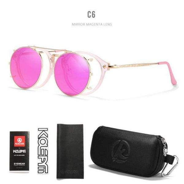 Planet Gates C6 / Black Hard Case Retro Steampunk Round Clip On Sunglasses Men Women Double Layer Removable Lens Baroque Carved Legs Glasses UV400  With Box