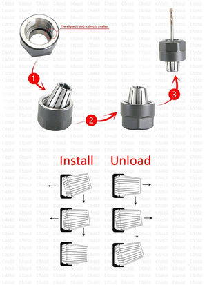 Planet Gates C6 C8 C10 C12 C16 C20 ER8 ER11 ER16 ER20 ER25 Chuck Deep Processing Straight Shank Extension Rod Collet Chuck for CNC Milling