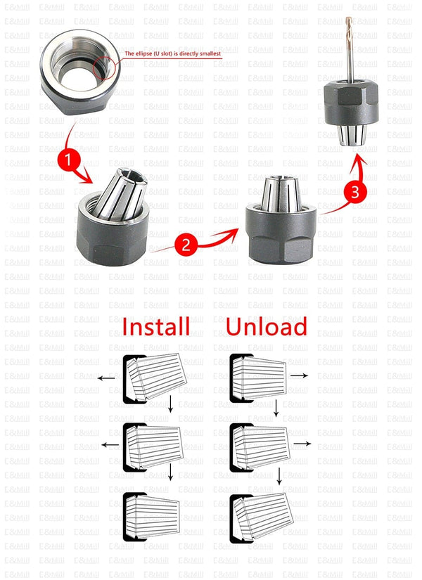 Planet Gates C6 C8 C10 C12 C16 C20 ER8 ER11 ER16 ER20 ER25 Chuck Deep Processing Straight Shank Extension Rod Collet Chuck for CNC Milling