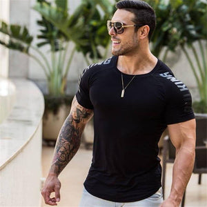 Men Gyms Fitness T-shirt Compression Skinny Bodybuilding T Shirt Muscle Худи Male Summer Casual Workout Tee Tops Brand Clothing
