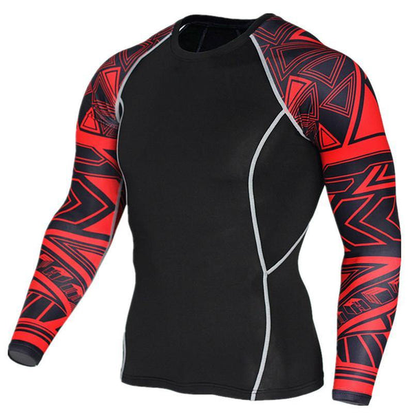 Men Long Sleeve T-shirt Compression Elasticity Polyester Skinny Print T Shirt Male Gyms Fitness Workout Jogger Tee Tops Clothing