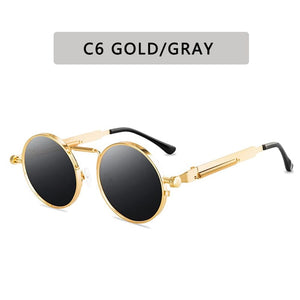 Planet Gates C6 Retro Round Sunglasses Men Women Brand Designer Punk Style Windproof Metal Frame Vintage Sun Glasses Oculos De Sol