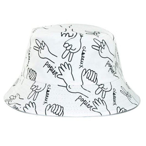 Planet Gates C6 white Unisex Pattern Cotton Bucket Hat Men Women Cotton Double-Sided Sun Cap Summer Panama Fashion Fold Sun Fishing Fisherman Hats