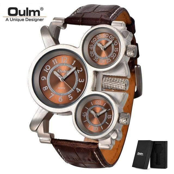 Planet Gates C6(with box) Men's Watches Casual Quartz Watch Men Three Dial Outdoor Sports Leather Watch relogio masculino