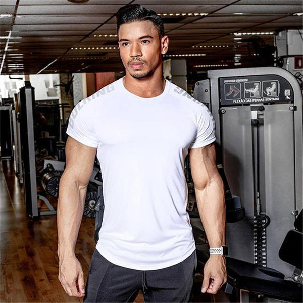 Men Gyms Fitness T-shirt Compression Skinny Bodybuilding T Shirt Muscle Худи Male Summer Casual Workout Tee Tops Brand Clothing