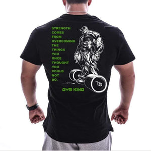 Men Summer Short Sleeve Cotton T-shirt Casual Print Black Tee Shirt Tops Male Gyms Fitness Bodybuilding Crossfit Brand Clothing