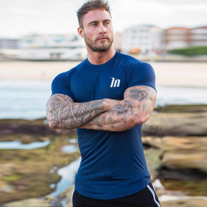 Superelastic Quick dry t shirt Mens Gyms Fitness Bodybuilding T-shirt Skinny Tee shirt Tops Summer Male Jogger Workout Clothing