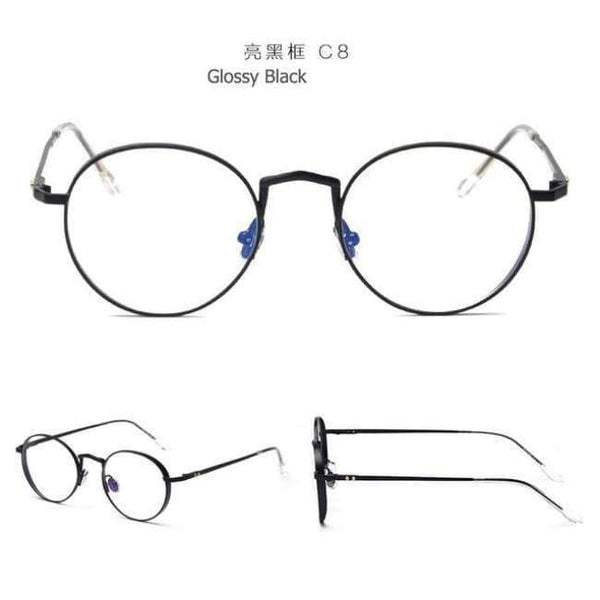 Planet Gates C8 Glossy Black JackJad 2018 New Fashion Men Women Round Metal Liberty Plain Glasses Brand Design Eyewear Frame Glasses Frame Oculos De Grau