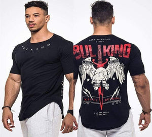 Men Casual Fashion Creative Printed T-shirt Gyms Fitness Bodybuilding Short Sleeve Cotton T Shirt Tee Tops Male Workout Clothing