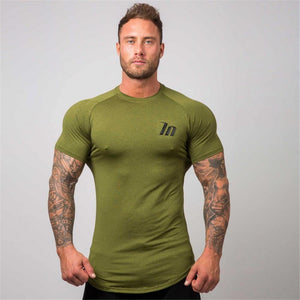 Superelastic Quick Dry T Shirt Mens Gyms Fitness Bodybuilding T-shirt Skinny Tee Shirt Tops Male Jogger Workout Brand Clothing