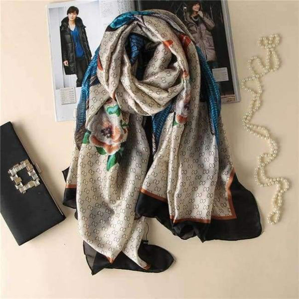 Planet Gates c8 Summer women scarves soft long print silk scarves lady shawl and wrap designer pashmina bandana beach stoles hijab