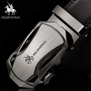 Brand Fashion Automatic Buckle Black Genuine Leather Belt Men's Belts Cow Leather Belts For Men 3.5cm Width WQE789