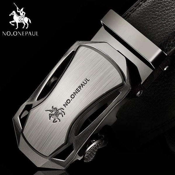 Brand Fashion Automatic Buckle Black Genuine Leather Belt Men's Belts Cow Leather Belts For Men 3.5cm Width WQE789