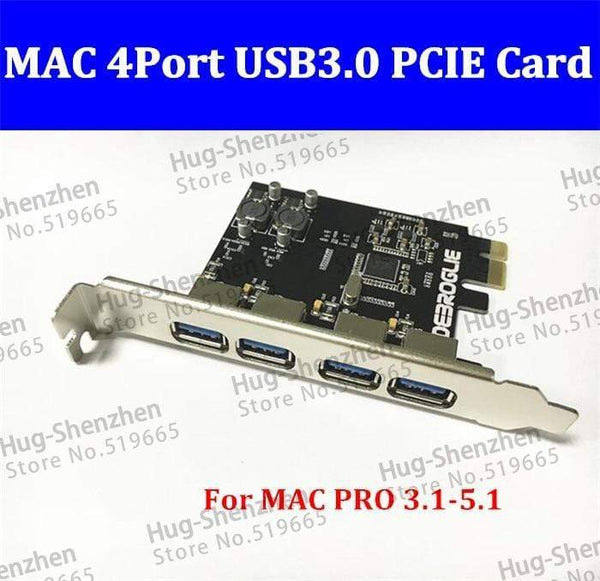 Planet Gates Cableless High Speed 4 Port USB 3.0 PCIE PCI Express Control Card Adapter Front Panel for MAC PRO 3.1-5.1/OSX 10.8-10.14.5