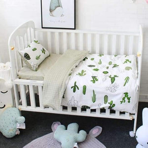 Planet Gates Cactus 3Pcs Baby Bedding Set Cotton Soft Breathable Crib Kit Include Duvet Cover Pillowcase Bed Sheet No Filler Custom Made Letter Bumper