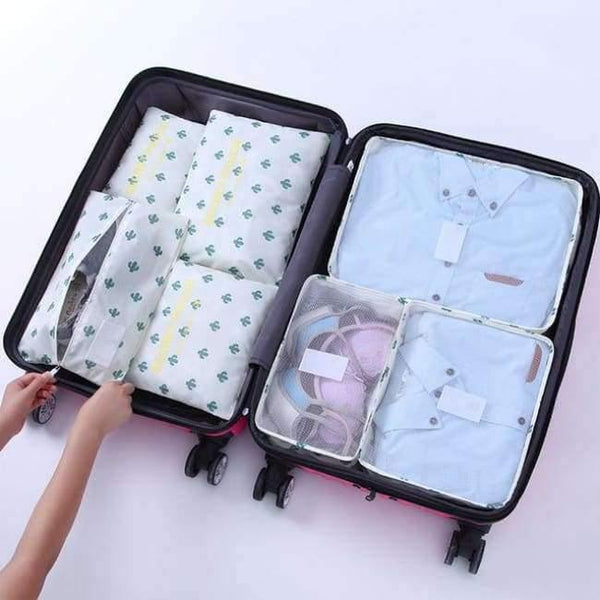 Planet Gates cactus 7Pcs/set Trip Luggage Organizer Polyester Portable Travel Partition Pouch Storage Bags Home Organization Accessories Supplies