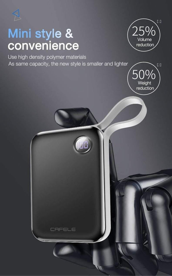 Planet Gates CAFELE 10000 mAh Power Bank Dual USB Output External Battery Pack Micro and Type C Input Power Bank LED Display 5V 2.1A