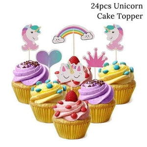 Planet Gates cake topper Unicorn Party Kits Unicornio Plate/Cup/Napkins Birthday Party Decoration Kids Tableware Sets Bunting Flags Party Supplies