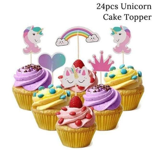 Planet Gates cake topper Unicorn Party Kits Unicornio Plate/Cup/Napkins Birthday Party Decoration Kids Tableware Sets Bunting Flags Party Supplies