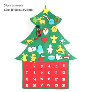 Planet Gates Calendar tree Baby Montessori Toy 32pcs DIY Felt Christmas Tree Toddlers Busy Board Xmas Tree Gift For Boy Girl Door Wall Ornament Decorations