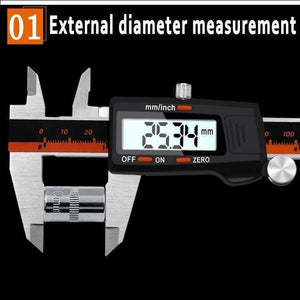 Planet Gates Caliper Electronic Vernier Micromete Digital Calipers Gauge Stainless Meter Foot Caliber 0-150mm Measurement 6inch Ruler LCD