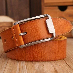 Belt Men High Quality Luxury 100% Real Cowhide Full Grain Genuine Leather Camel Cowboy 3.8 Cm Masculine Soft