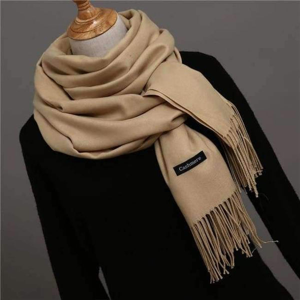 Planet Gates camel / China Women scarf soild winter cashmere scarves for ladies neck warm pashmina long shawl wraps bandana foulard female head hijab