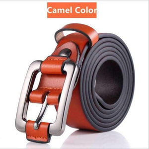 Planet Gates Camel Color / 105CM Newest Women's Casual Belts Cow Genuine Leather Japanese Character Buckle Retro Style Jeans Belt Luxury Female Strap