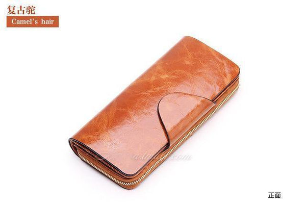Planet Gates camel Female Wallets Zipper Genuine Leather Long Design Lovers Men/Women Wallets Mobile phone clutch