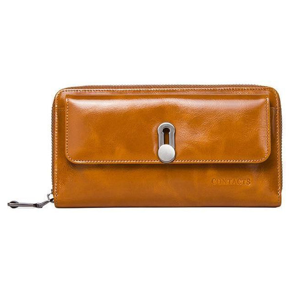 Planet Gates Camel Genuine Leather Clutches Women Bag Coin Purse Handbag Passport Cover Long Wallets Fashion Card holder Wallet