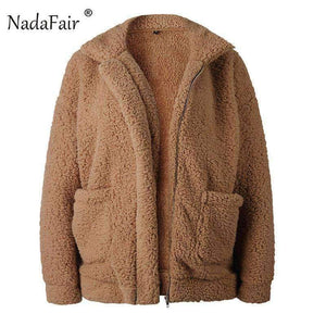 Planet Gates Camel / S Fleece faux shearling jacket coat women autumn winter warm thick teddy coat female casual overcoat oversize outerwear