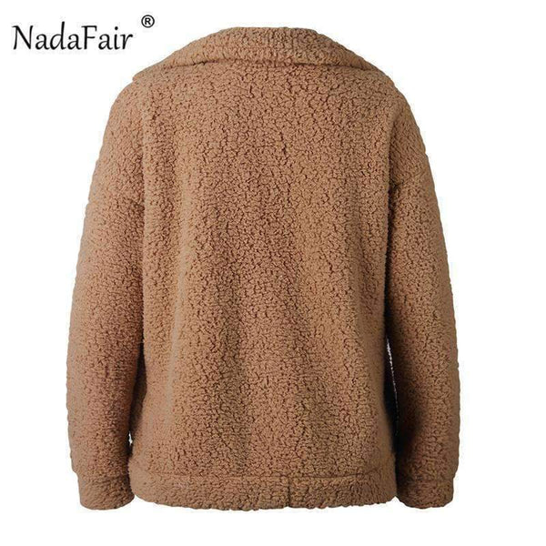 Planet Gates Camel / S Fleece faux shearling jacket coat women autumn winter warm thick teddy coat female casual overcoat oversize outerwear
