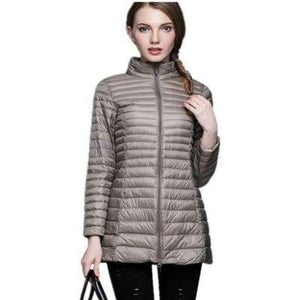 Planet Gates Camel / S Women's Long Coat Winter New White Duck Down 90%, Size S- 4XL Slim and Elegant Female Ultra-lightweight Down Jacket