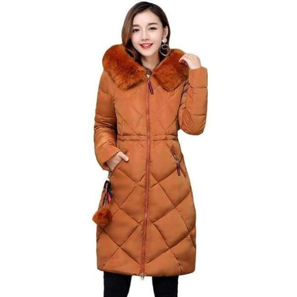 Planet Gates Camel / XL / China Winter coat thickened parka women stitching slim long winter coat down cotton ladies down parka down jacket women