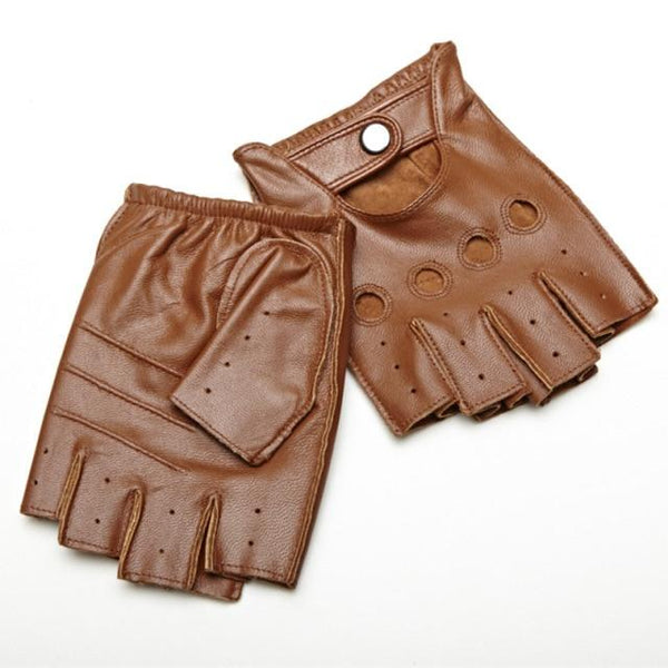 Planet Gates Camel / XXL Man's Half Finger Gloves Breathable Non-Slip Fitness Leather Fingerless Gloves Black Camel Driving Gloves Male NAN7