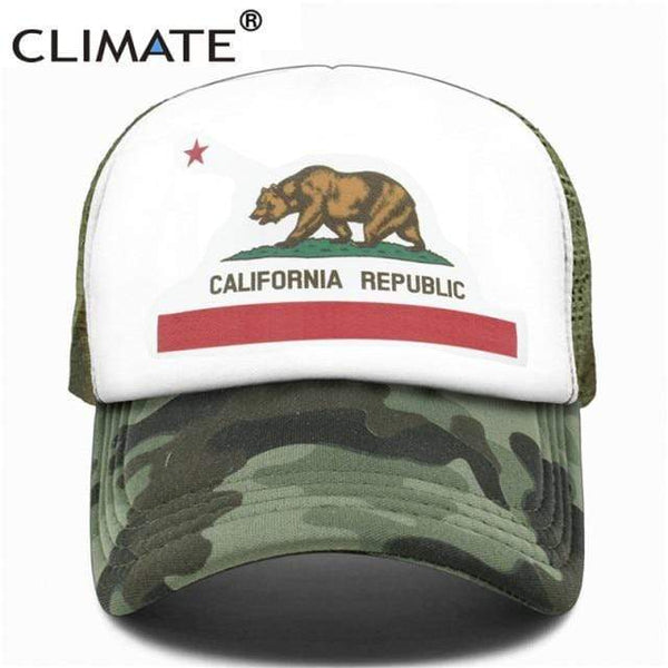Planet Gates Camouflage / Adult 55to58cm Head California Trucker Cap Men Bear California Republic Flag Cap  Funny Hip Hop Hat Cap Cool Summer Mesh Cap Adult  Kids Kid