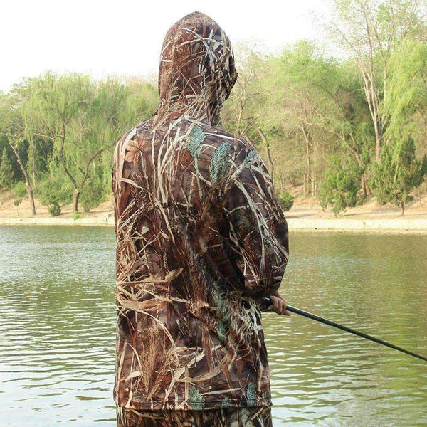 Planet Gates Camouflage Fishing Hoodie Men Outdoor Sweatshirt Men's Hiking Shirt Grass Bionic Camouflage Hunting Shirt Hunting Tops