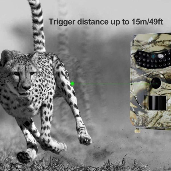 Planet Gates Camouflage Green Night Vision Digital Hunting Camera + SD Card Waterproof Trap Trial Camera 26pcs Infrared LED120 Degree 12MP Wild Camera