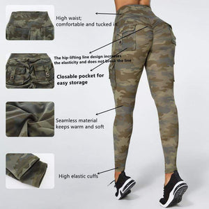 Planet Gates Camouflage Yoga Pants Women Fitness Leggings Workout Sports With Pocket Sexy Push Up Gym Wear Elastic Slim Pants MITAOGIRL