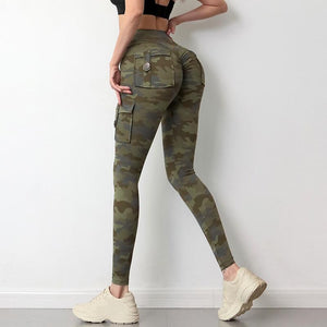 Planet Gates Camouflage Yoga Pants Women Fitness Leggings Workout Sports With Pocket Sexy Push Up Gym Wear Elastic Slim Pants MITAOGIRL