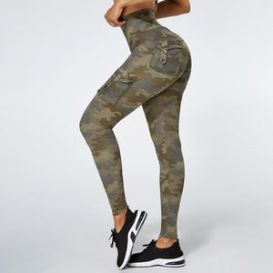 Planet Gates Camouflage Yoga Pants Women Fitness Leggings Workout Sports With Pocket Sexy Push Up Gym Wear Elastic Slim Pants MITAOGIRL