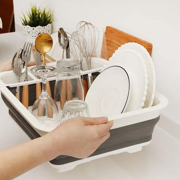 Planet Gates Camper Car Foldable Dish Rack Tableware Rack Portable Bowl Rack TPR Bowl Sink Design For RV Caravan Boats